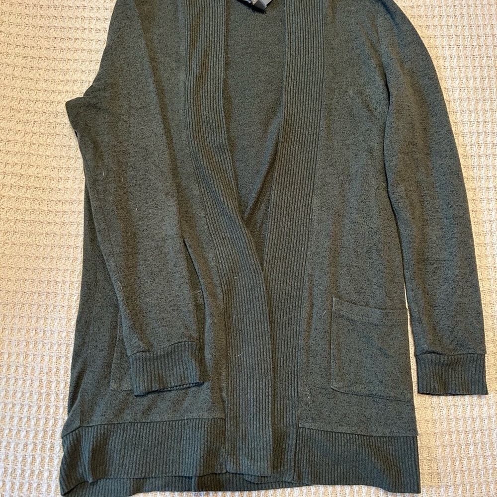 Mix Green Open Front Cardigan Sweater